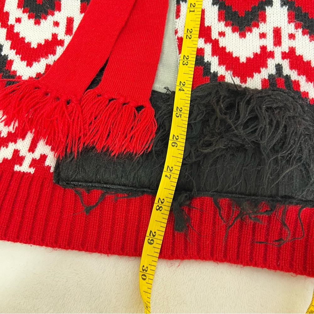 33 Degrees Ostrich Santa Scarf Ugly Christmas Sweater Red Knit - Picture 8 of 12